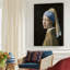 Fille avec une boucle d'oreille perle - Toile tendue avec châssis par Johannes Vermeer-1451788166
