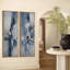 Cercles géométriques bleu-gris, décoration abstraite moderne – Ensemble de 2 impressions sur toile encadrées, 60 po x 20 po x 2 po-134738906-134738904