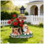 Statue de jardinière lanterne solaire chien assis