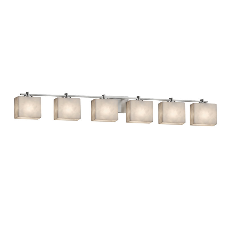 Barre d'éclairage de salle de bain 6 lumières Newberg, Nickel brossé, GU24 / 13 W
