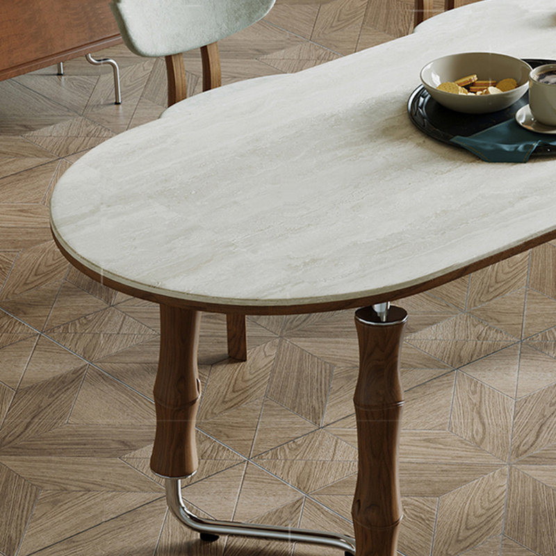 Table de salle à manger ovale en pierre frittée, H 29,53 po x L 55,12 po x l 31,5 po