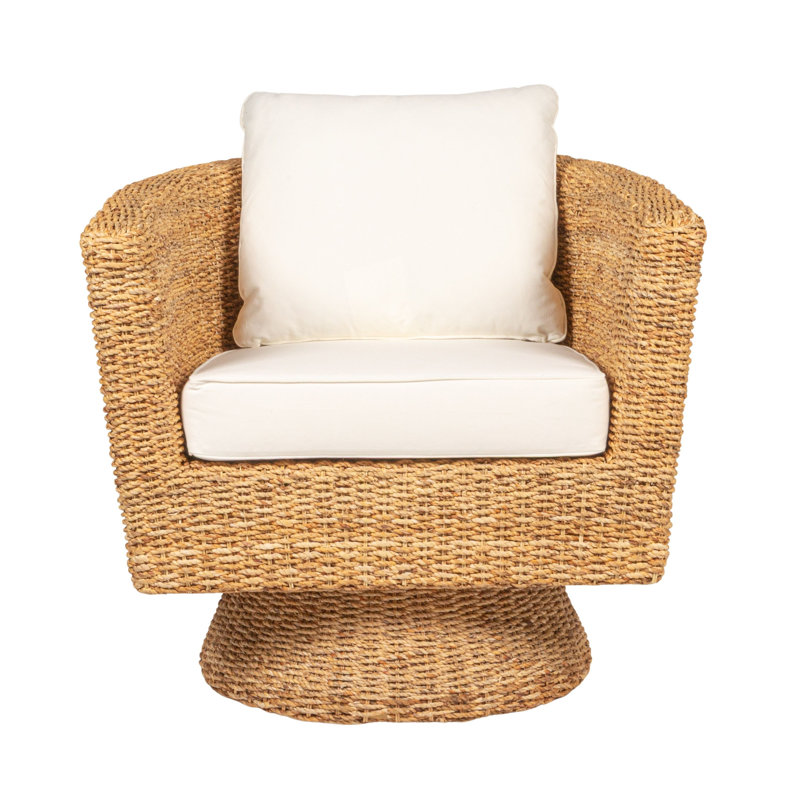 Miramar Acacia Wood and Water Hyacinth Swivel Chair