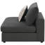 Chaise sans accoudoirs revêtue de tissu d'ameublement gris anthracite, construction modulaire pour une configuration de sièges personnalisable, coussins de dossier en mélange de duvet et de mélange de mousse amovible, coussins décoratifs doux, 33 pouces de hauteur, 38 de largeur,