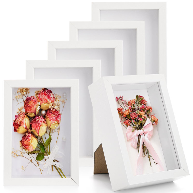 6 Pack 4 X 6 Inches Shadow Box Frame, Small Wood Frame Memory Display Cases,1.2In Depth Picture Frame Case For Dried Flowers, DIY Craft, Memorabilia, Medals And Photos, White