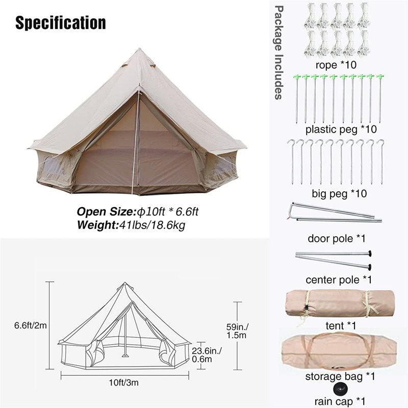 10 Person Tent with Carry Bag, 10 ft X 6.6 ft