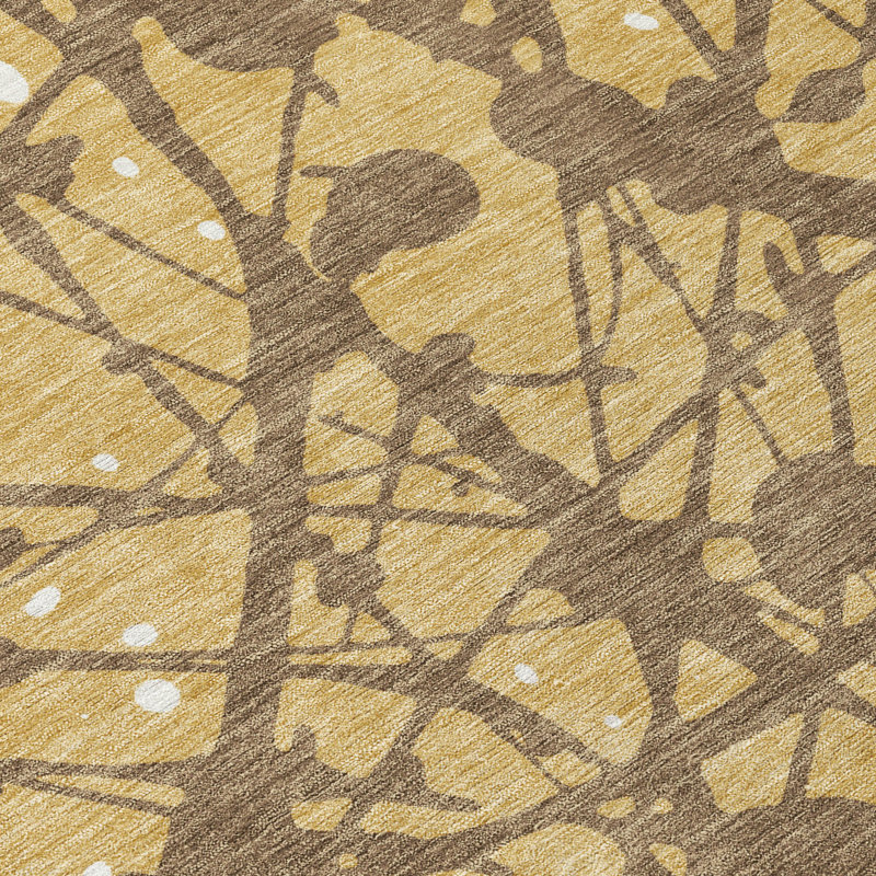 Machine Washable Indoor/Outdoor Chantille ACN2597 Abstract Rug, Gold, 2'6" x 3'10"