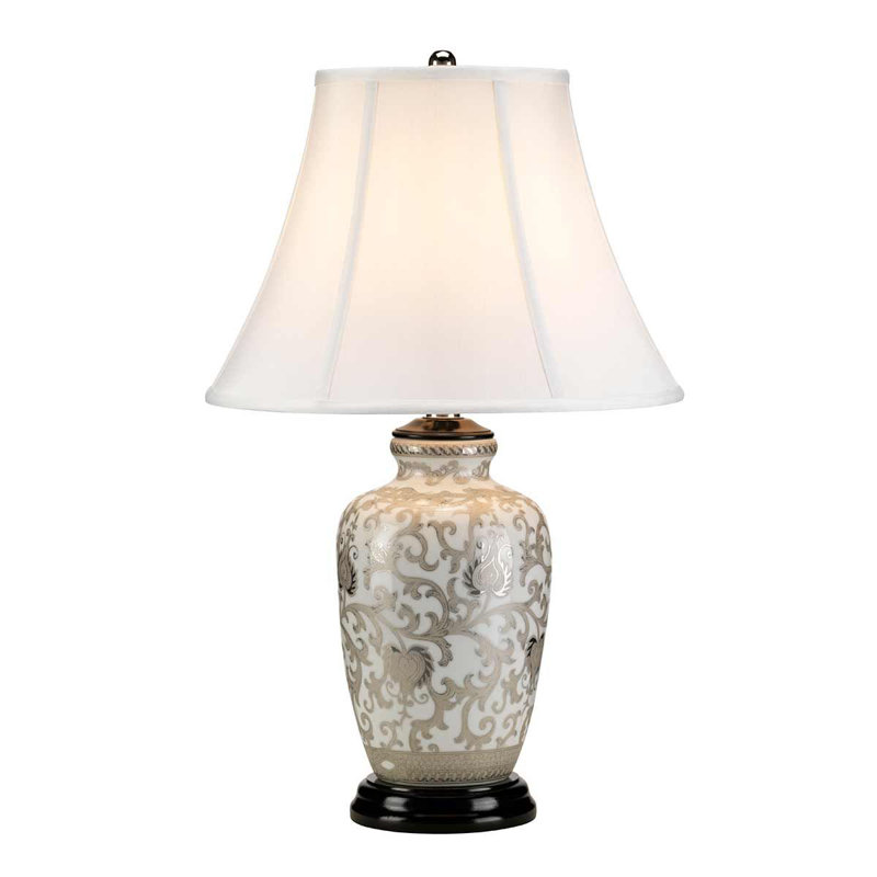 Chasteen Porcelain Table Lamp, White/Silver