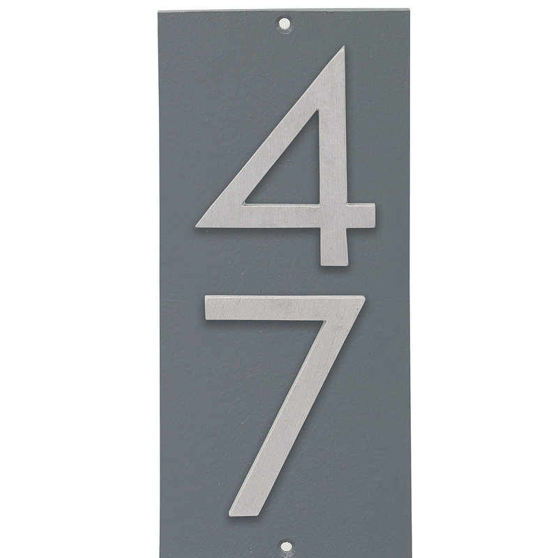 Plaque d'adresse murale flottante sur 1 ligne, Gris, Aluminium brossé, Oui