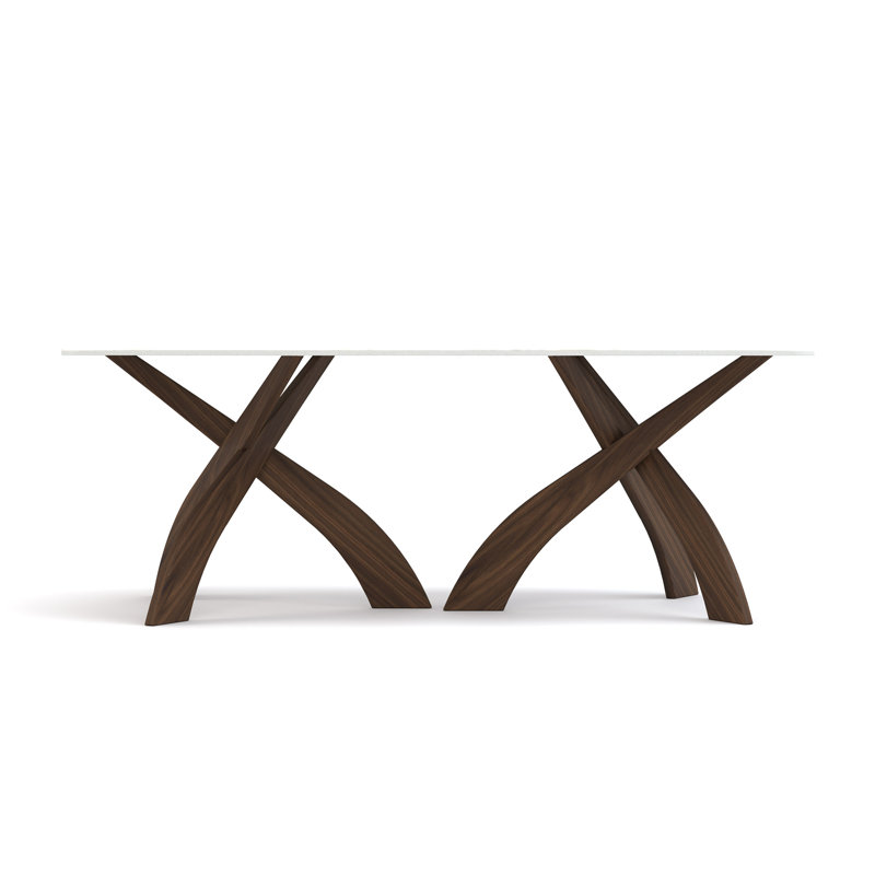 Entwine - Rectangular 48IN x 84IN Macchia Vecchia Stone Top Table - Natural Walnut Finish, 30"H x 84"L x 48"W