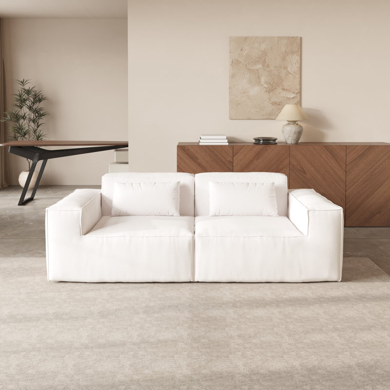 Berrysburg 82'' Upholstered Modular Sofa, Beige