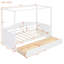 Lit de jour simple à baldaquin en bois avec 2 tiroirs, finition élégante et rangement compact pour les chambres modernes (sans matelas)