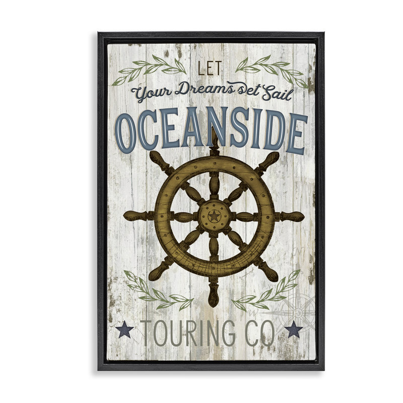 "Inspiring Maritime Helm", art par Jennifer Pugh, Cadre flottant noir de jais, H 25 po x l 17 po