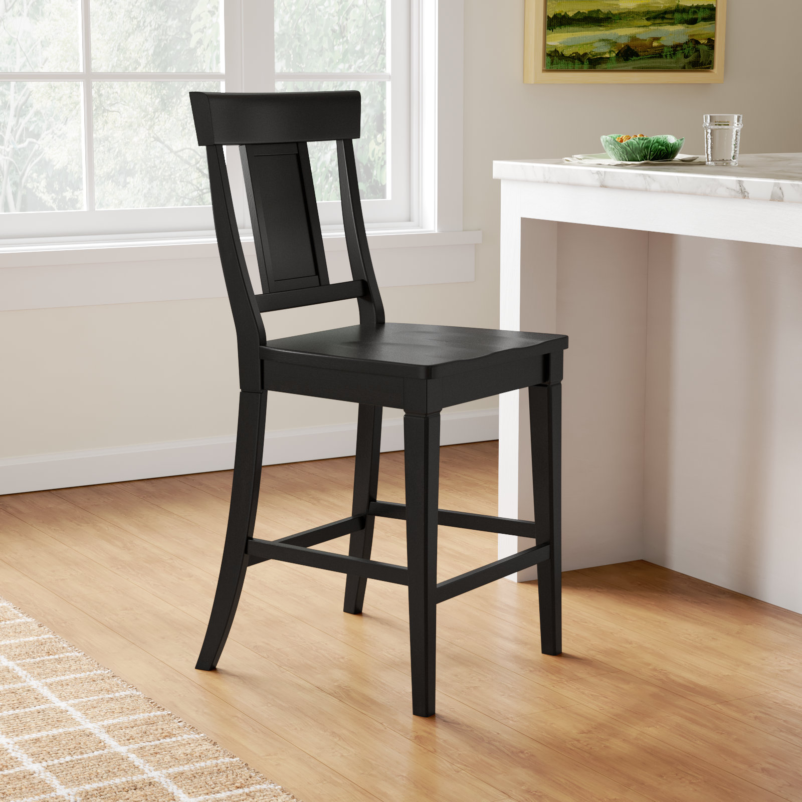 Fortville 29" Bar Stool, Antique Black, Counter Stool (24.21" Seat Height)