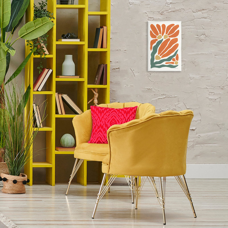Art mural Mid-Century Orange Blooms, conception par Yvette St. Amant, H 15 po x l 10 po