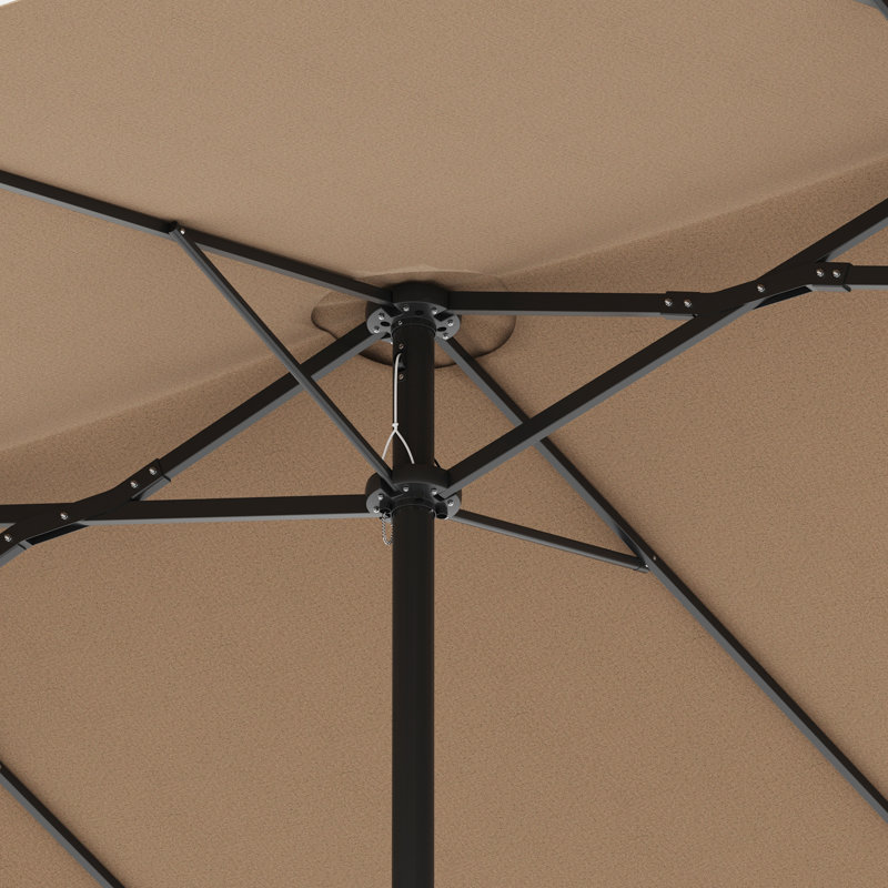 Parasol de patio rectangulaire de 15 pi avec système de brumisation, Brun