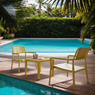 Colourful 3-Piece PP Indoor/Outdoor 19.68" Coffee Table Set