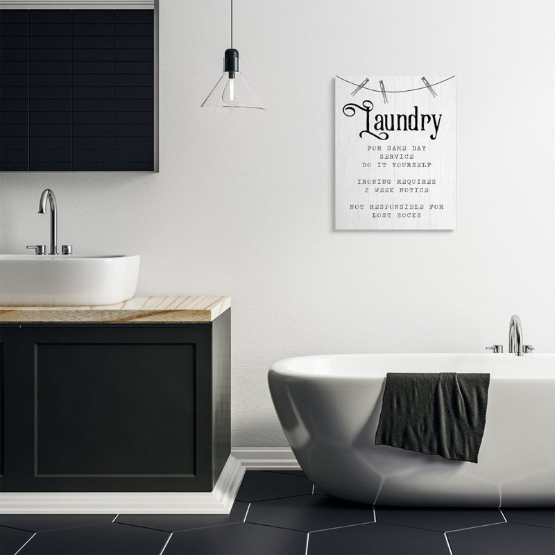 White Canvas Laundry Room Quote Art for Kids Nursery