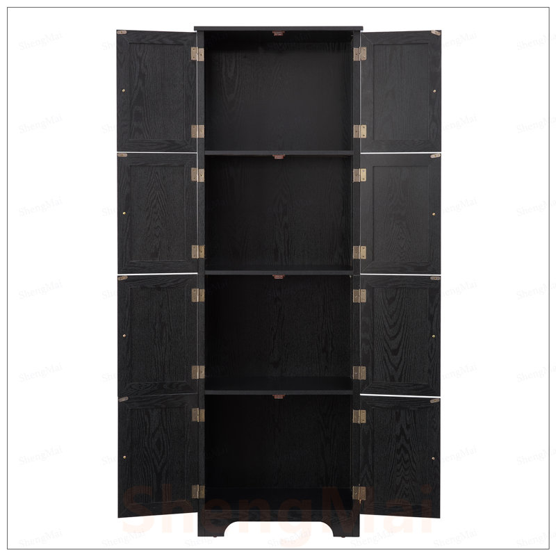 Grande armoire de rangement avec 8 portes et 4 tablettes, parfaite pour organiser et maximiser l'espace dans n'importe quelle pièce