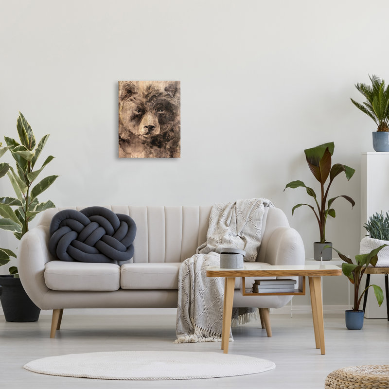 «Rustic Bear Portrait» par Kamdon Kreations - impression sur toile tendue, H 20 po x l 16 po x P 1,5 po