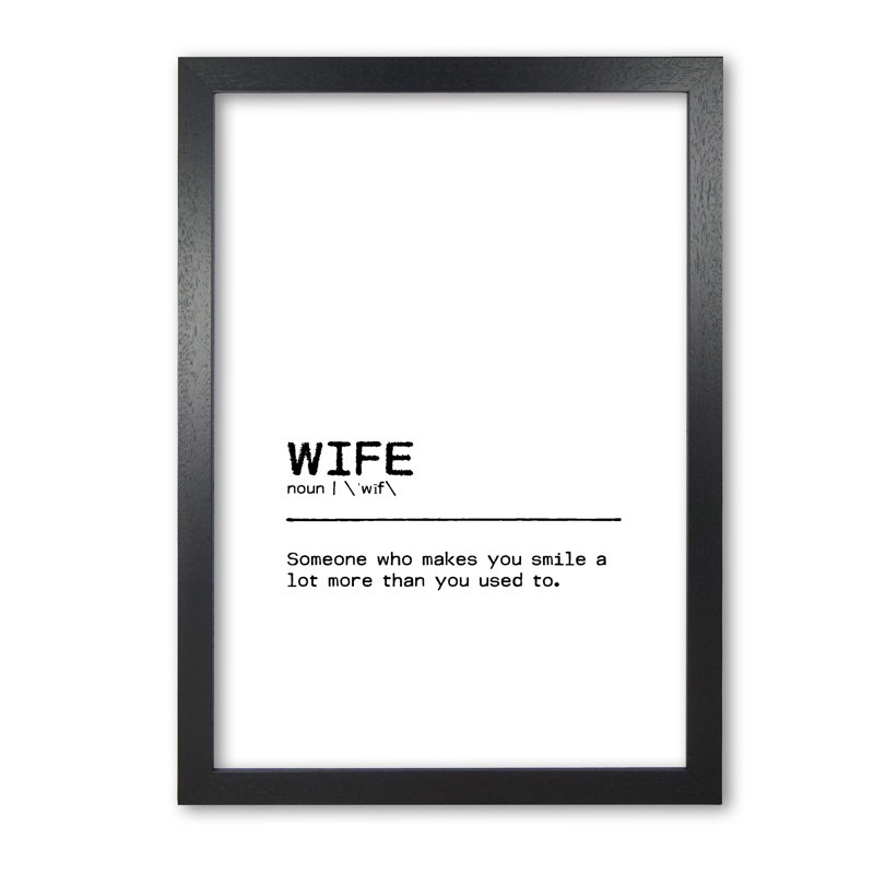 Wife Smile - Print, 85 cm H x 60 cm W x 5 cm D, Black Grain Frame