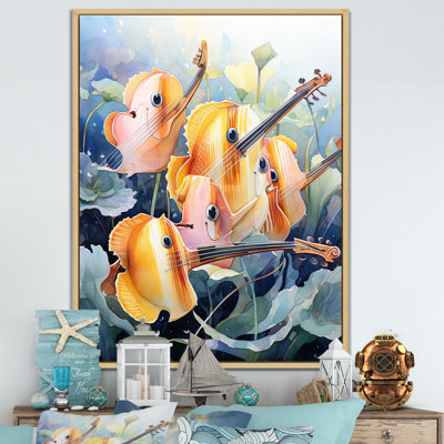Orange papillon, musique mélodique - Art mural poisson papillon