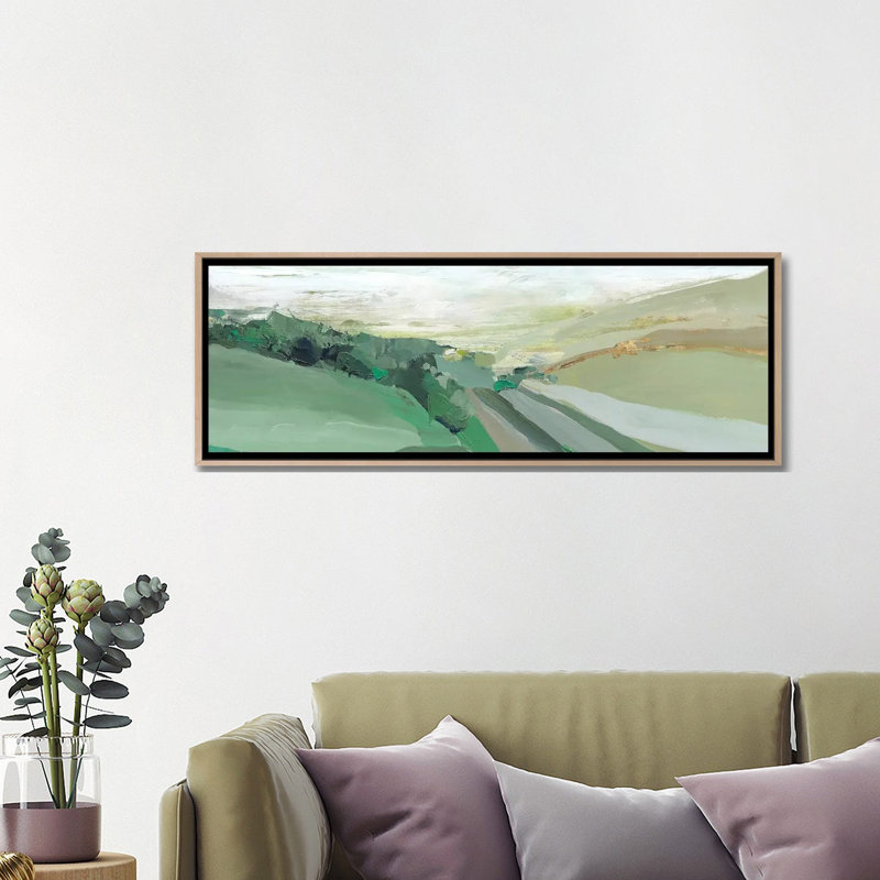 West Green Hills by Isabelle Z - Panoramic Print on Canvas, 50.8 cm H x 152.4 cm W x 4.445 cm D, Oak Floater Framed