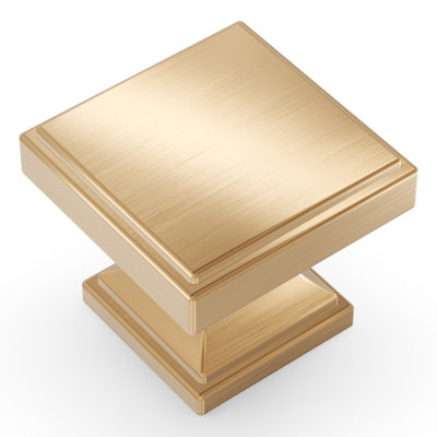 Poignée carrée collection Brownstone - bouton d'armoire bronze champagne 1-3 / 8 "x 1-3 / 8" - Quincaillerie transitionnelle pour tiroirs et armoires