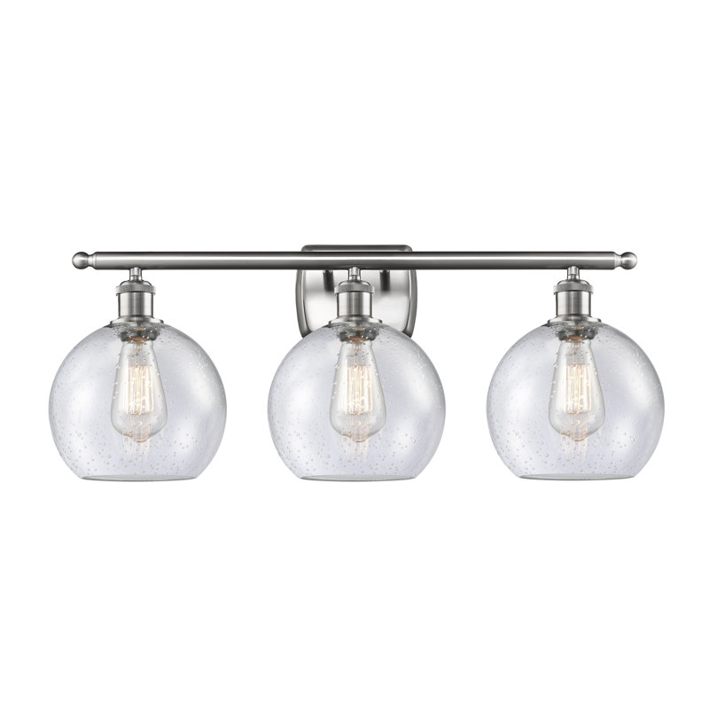 Éclairage pour salle de bain 3 lumières Cindi, Incandescente, Nickel satiné brossé
