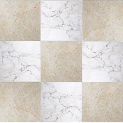 Italian Checkerboard 12" x 12" Porcelain Marble Look Floor And Wall Tile (23.24 Sq. Ft. / Case)