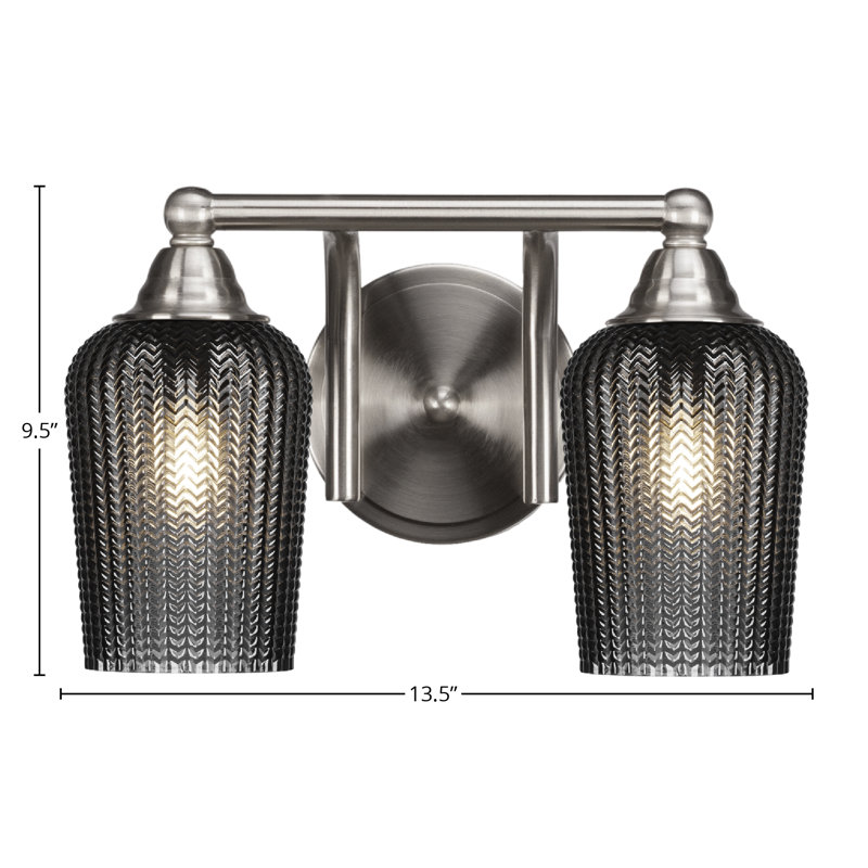 Michell 2-Light Bath Bar, Black, Brushed Nickel