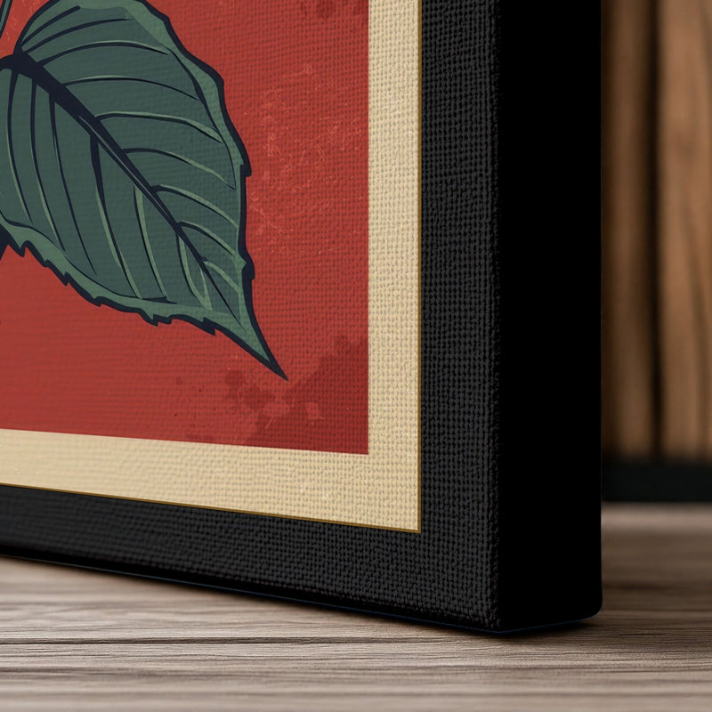 Hydrangea Woodblock Botanical - Wrapped Canvas, 18x12 - 45.7 x 30.5 cm, Black Border