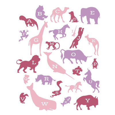 Décalcomanie murale alphabet animaux