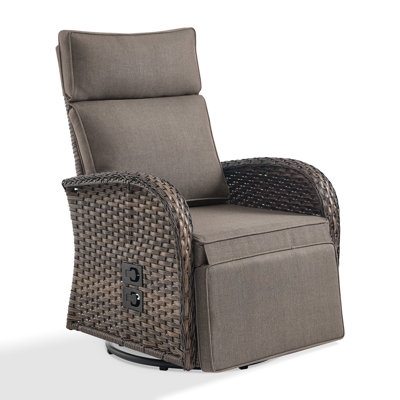 Patio Recliner Swivel Chair With Adjustable Backrest & Footrest, All-Weather Outdoor Chaise Lounge Chair Set Of 2