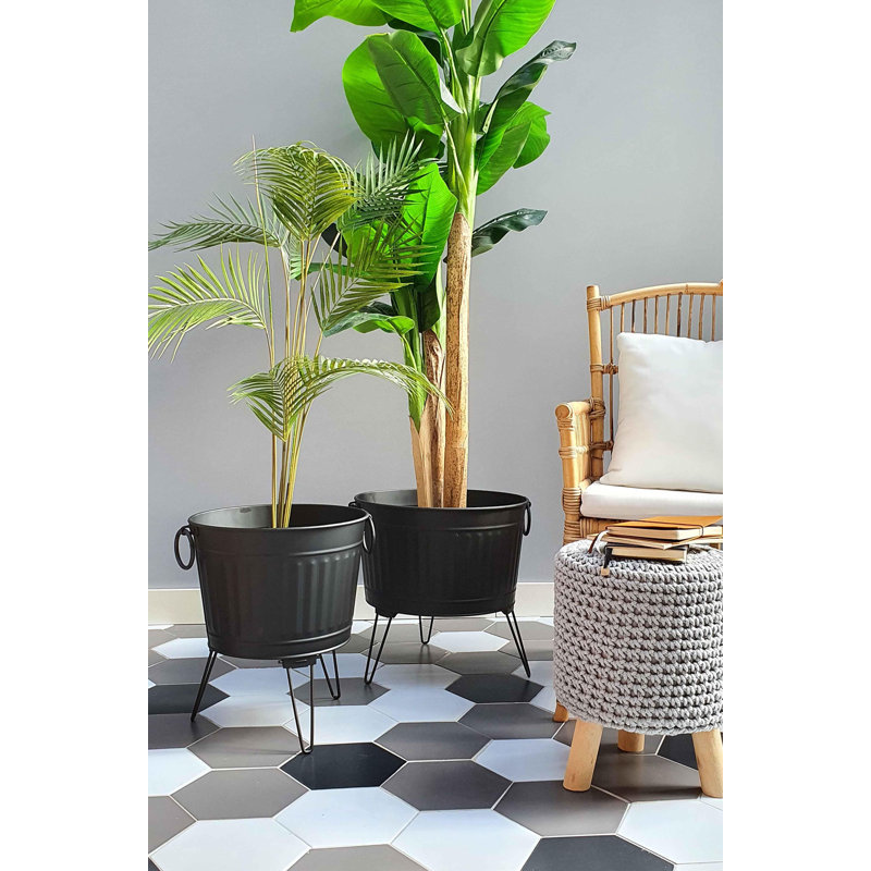 Brawley Metal Pot Planter, 45cm H x 35cm W x 35cm D, Matte Black