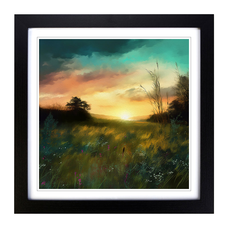 Meadow Digital Art No.2 - Framed Print, Black