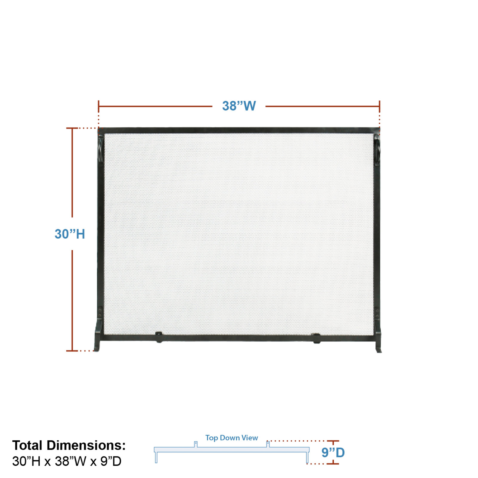 Anja Single Panel Iron Fireplace Screen, 30" H x 38" W x 4" D