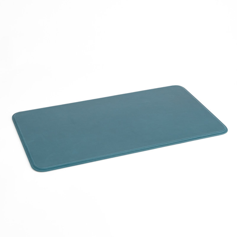 Radius Edge Leather Desk Blotter, Blue