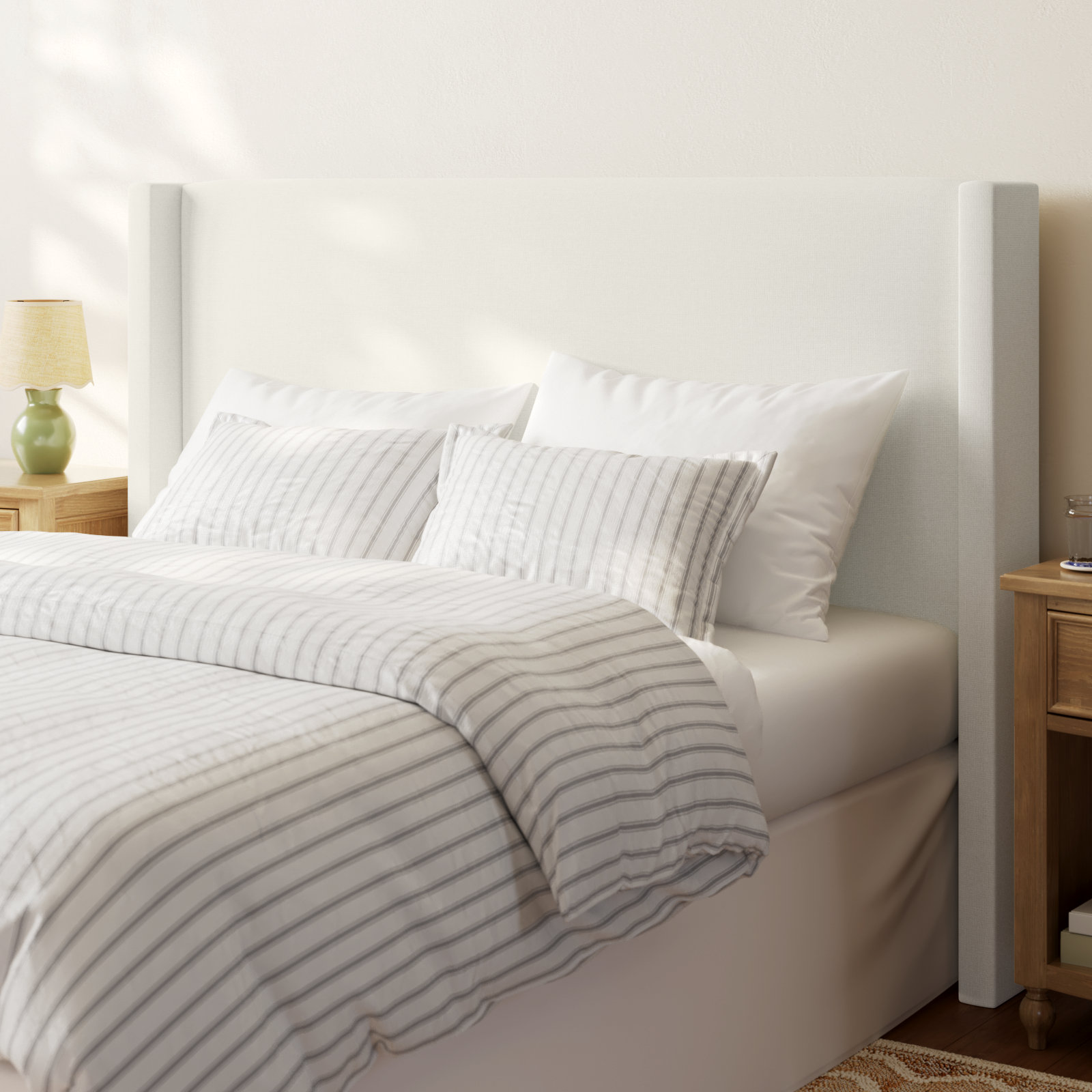 Hanson Pine Headboard, California King, Zuma White Textured Linen