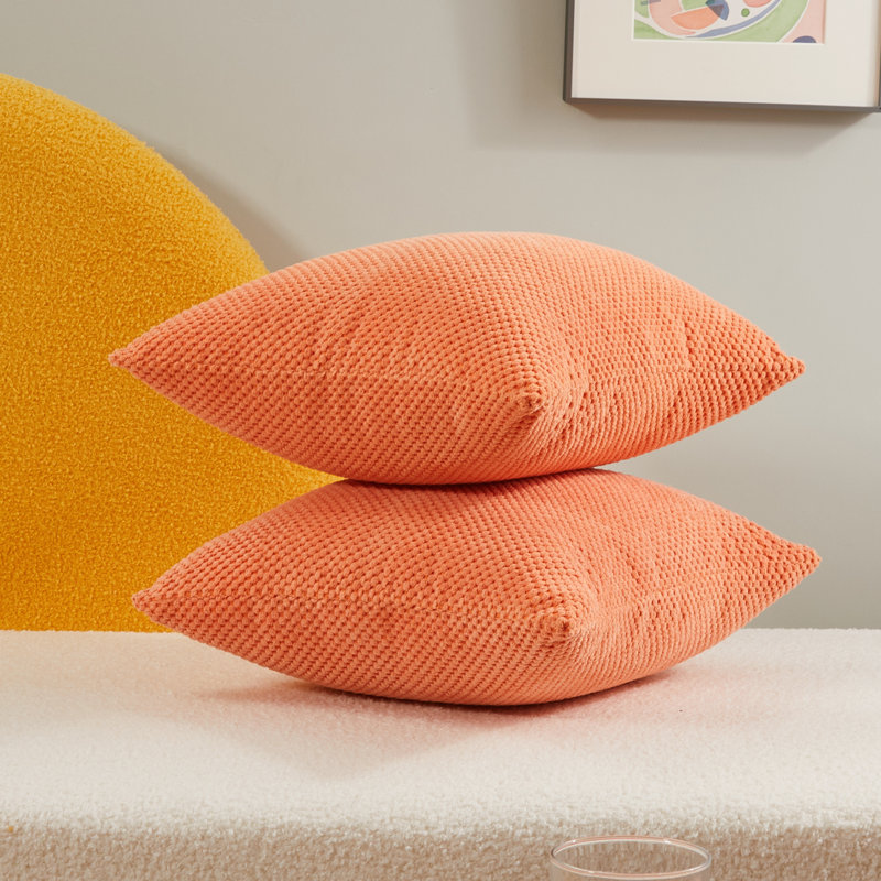 Deconovo Solid Throw Pillow Covers, Orange, 18" H x 18" W