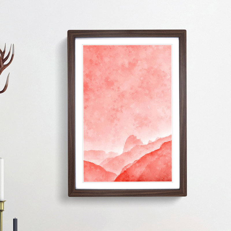 Coral Mountains - Picture Frame Painting Print, 33cm H x 24cm W x 2cm D, Walnut Framed