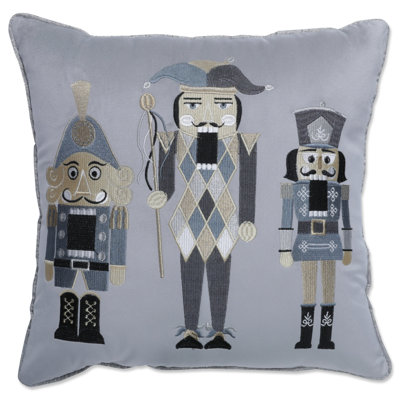 Velvet Nutcrackers Gray Throw Pillow Cover