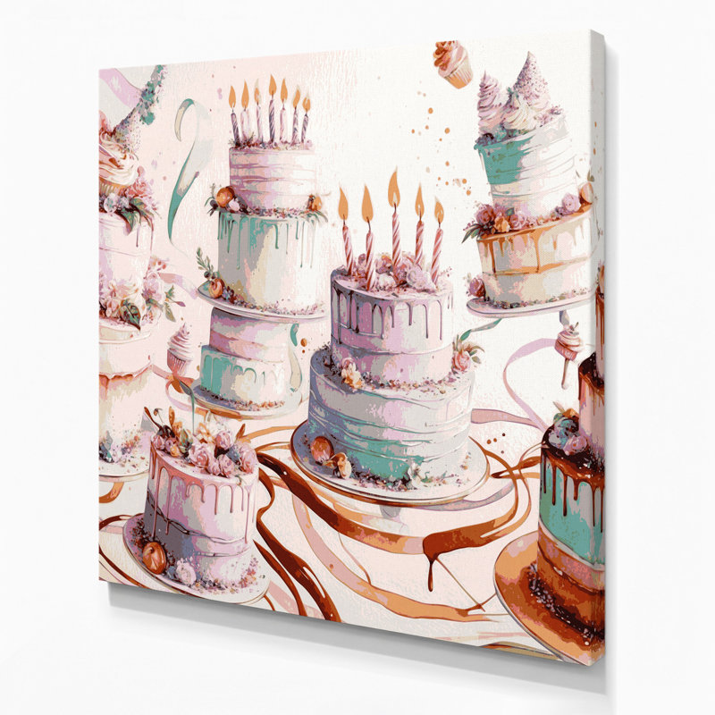 Desserts, gâteau d'anniversaire, toile grise, H 12 po x l 12 po