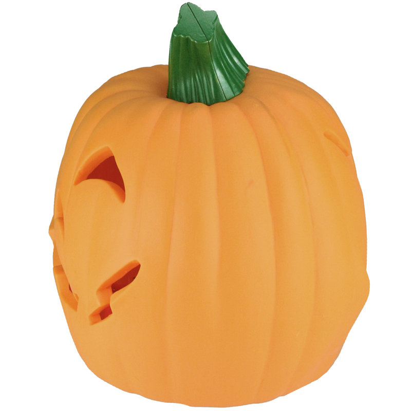 9.75" Orange and Green Plastic Animated Pumpkin Figurine