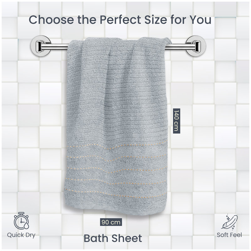 Pack of 4 Ribbed Cotton Towels, Hand, Bath Towels & Sheets, Premium Soft Feel, Quick Dry & Highly Absorbent Towelette, Silver