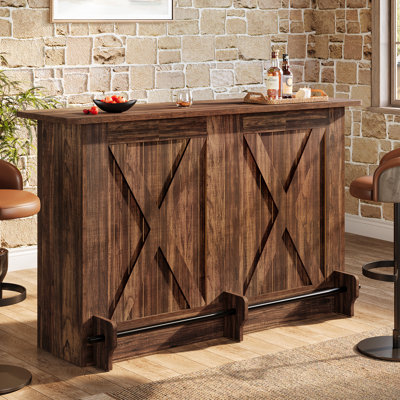 Home Bar Unit With 2-tier Shelves