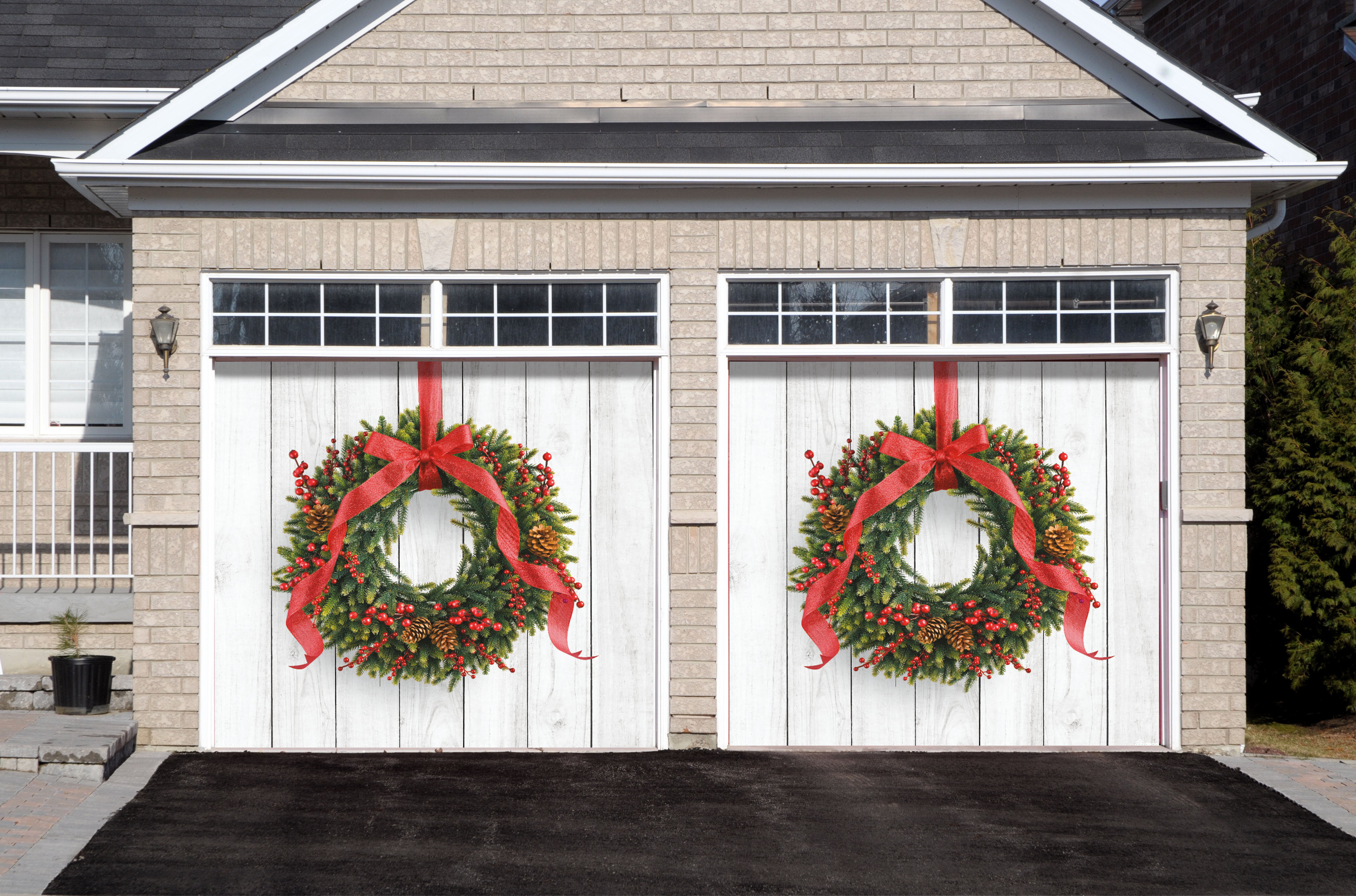 The Holiday Aisle® Christmas Wreath Garage Banner Door Mural ...