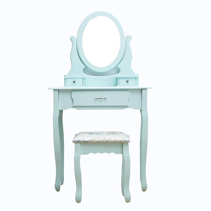 Condit Dressing Table with Mirror, Duck Egg