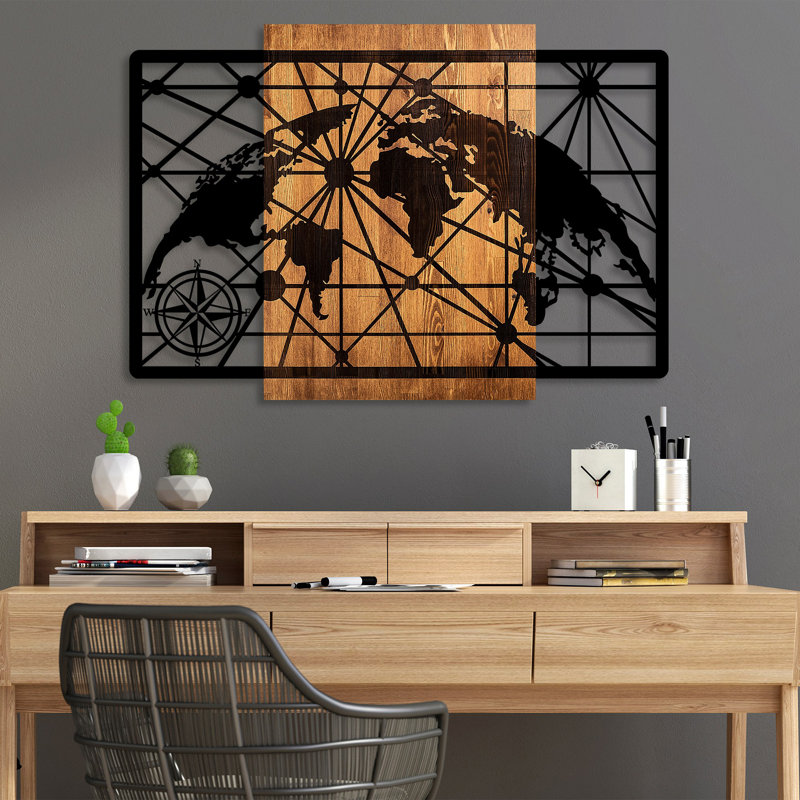 Accessoire mural décoratif en bois, H 27,6 po x l 39 po x P 1 po