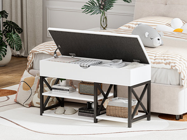 Shoe Bench With Storage, Brown/Black