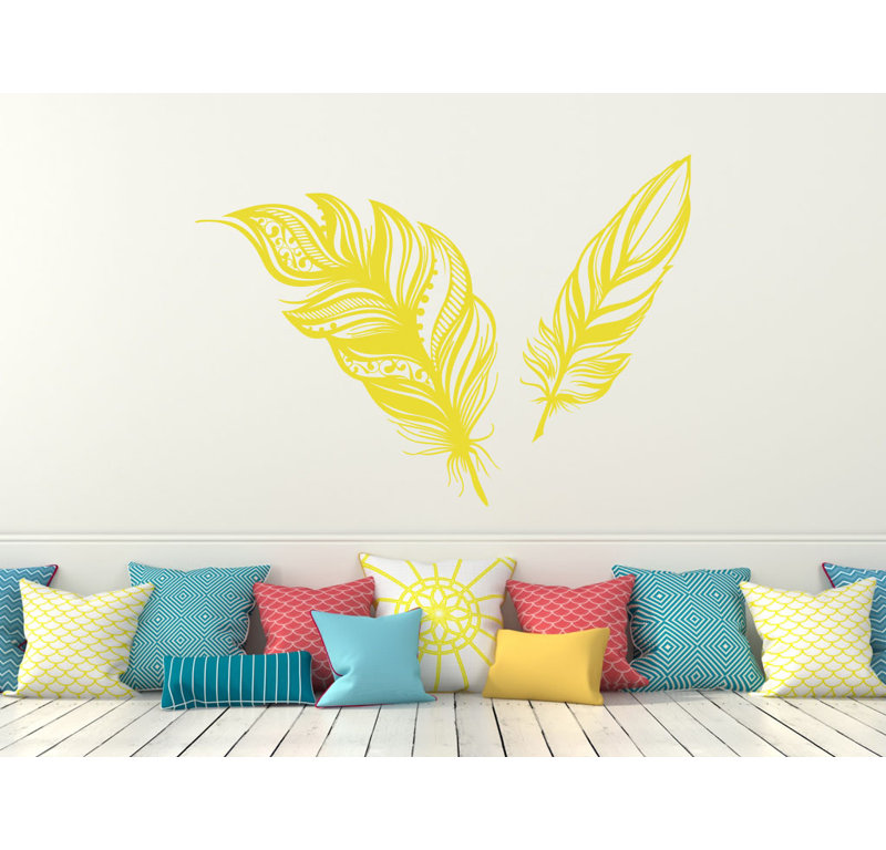 Adhésif décoratif plumes, H 22 po x l 31 po, Bleu marine